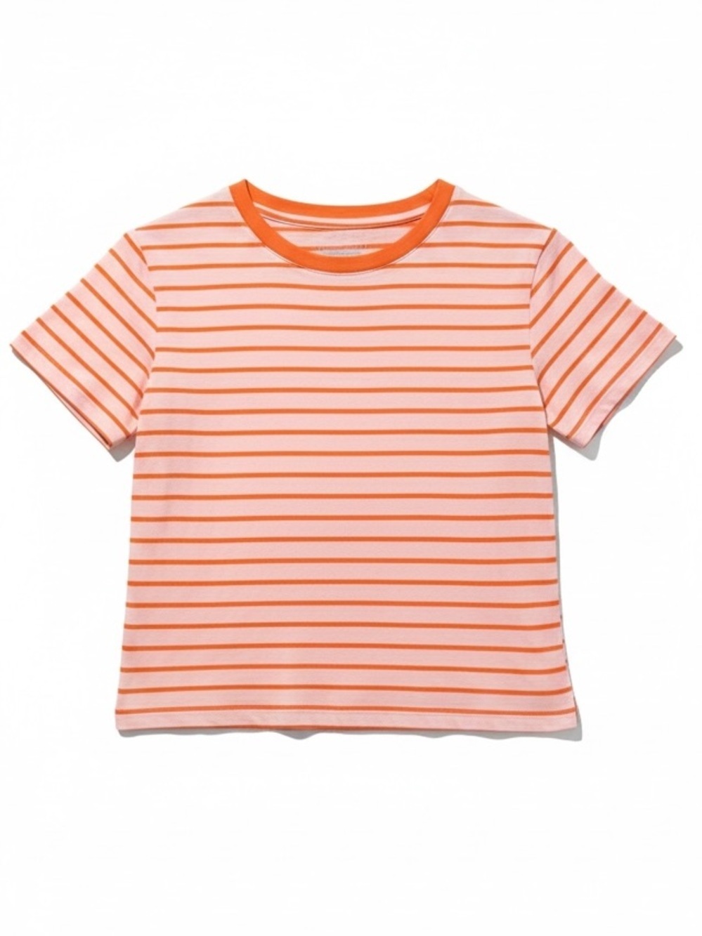 Free Assembly Orange Stripe Organic Cotton Tee XS Crewneck T-Shirt